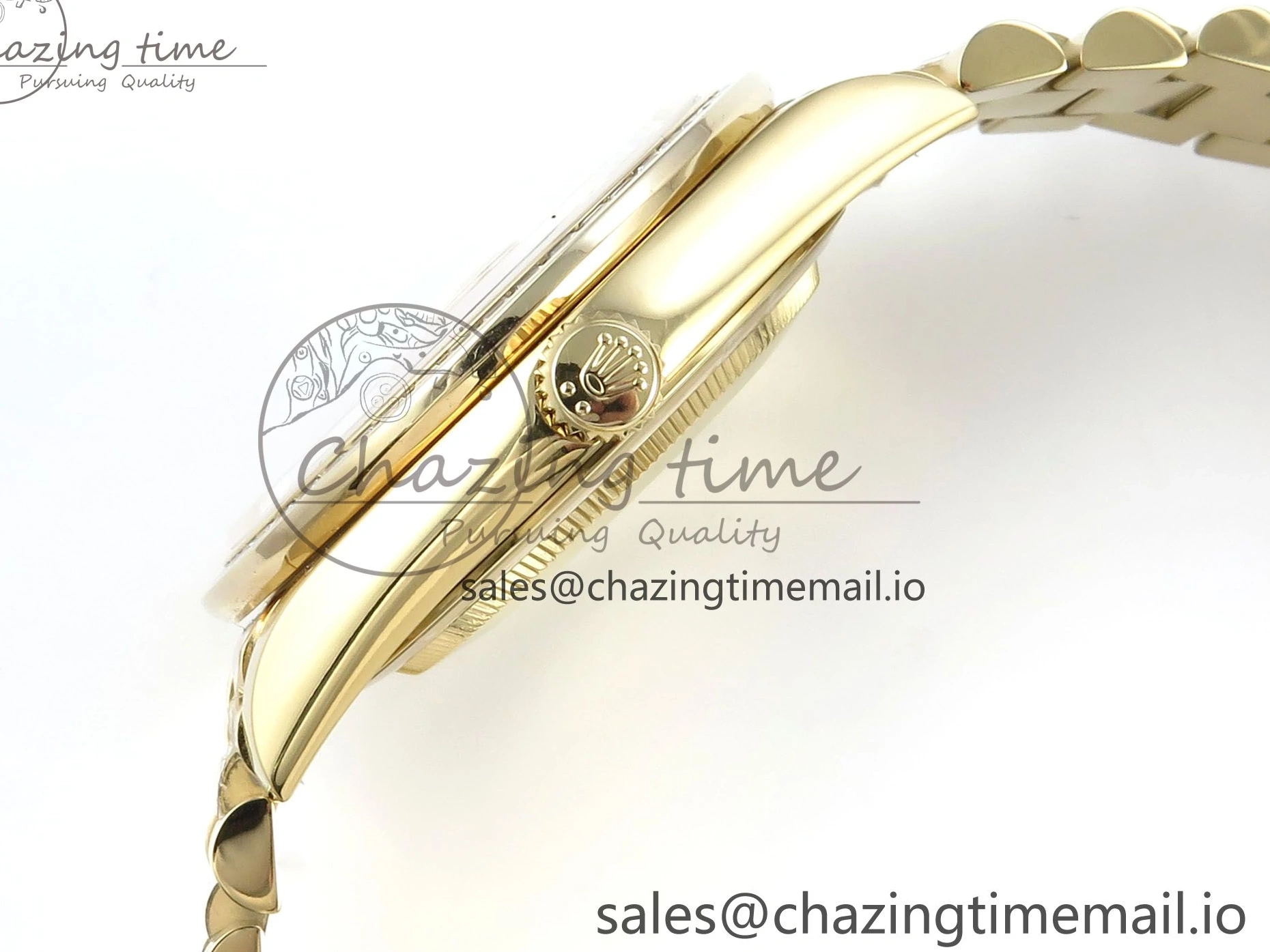 Bracelet Black 40 QF Diamonds Weight) Best YG on DayDate A2836 Dial V5 (Gain Bezel President Green Edition 1:1 0429